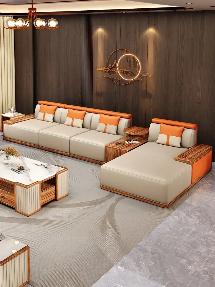 Modern Minimalist Ebony Leather Corner Sofa New Chinese Style Solid Wood Large Flat Layer Four-Seat Combination
Modern Minimalist Ebony Leather Corner Sofa New Chinese Style Solid Wood Large Flat Layer Four-Seat Combination