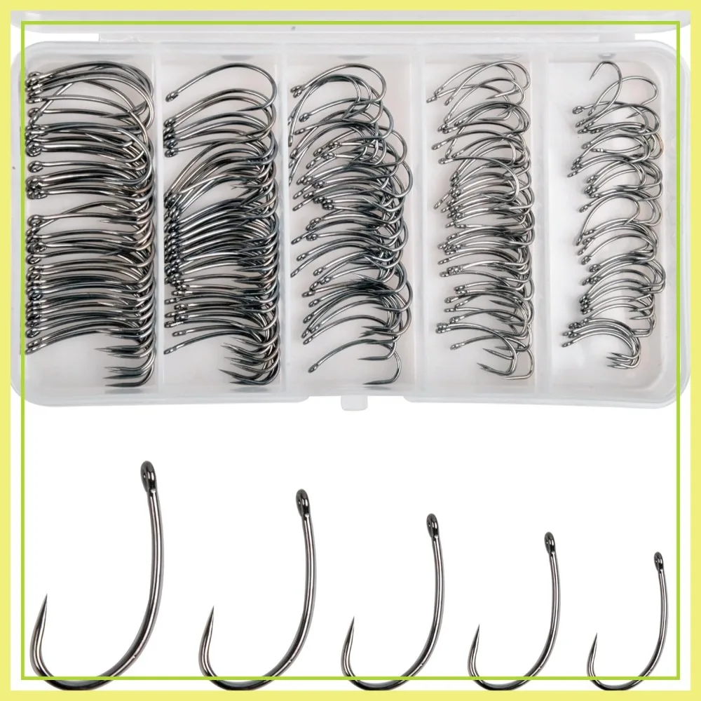 175pcs Barbless Fishing Hook Kit, Small Carp Hooks Curve Shank Crank Wide Gape Fly Tying Circle Hooks with Tackle Box Size 2-10
175pcs Barbless Fishing Hook Kit, Small Carp Hooks Curve Shank Crank Wide Gape Fly Tying Circle Hooks with Tackle Box Size 2-10