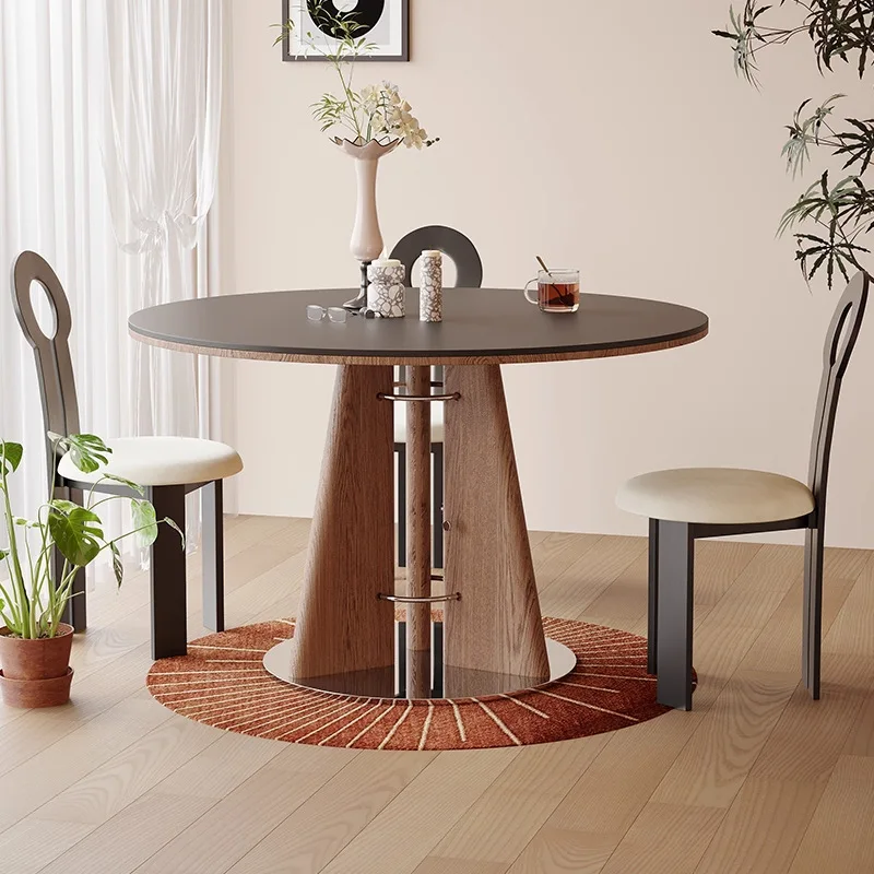 Retro style all solid wood round dining table household small apartment walnut medium and ancient style French retro stainless
Retro style all solid wood round dining table household small apartment walnut medium and ancient style French retro stainless