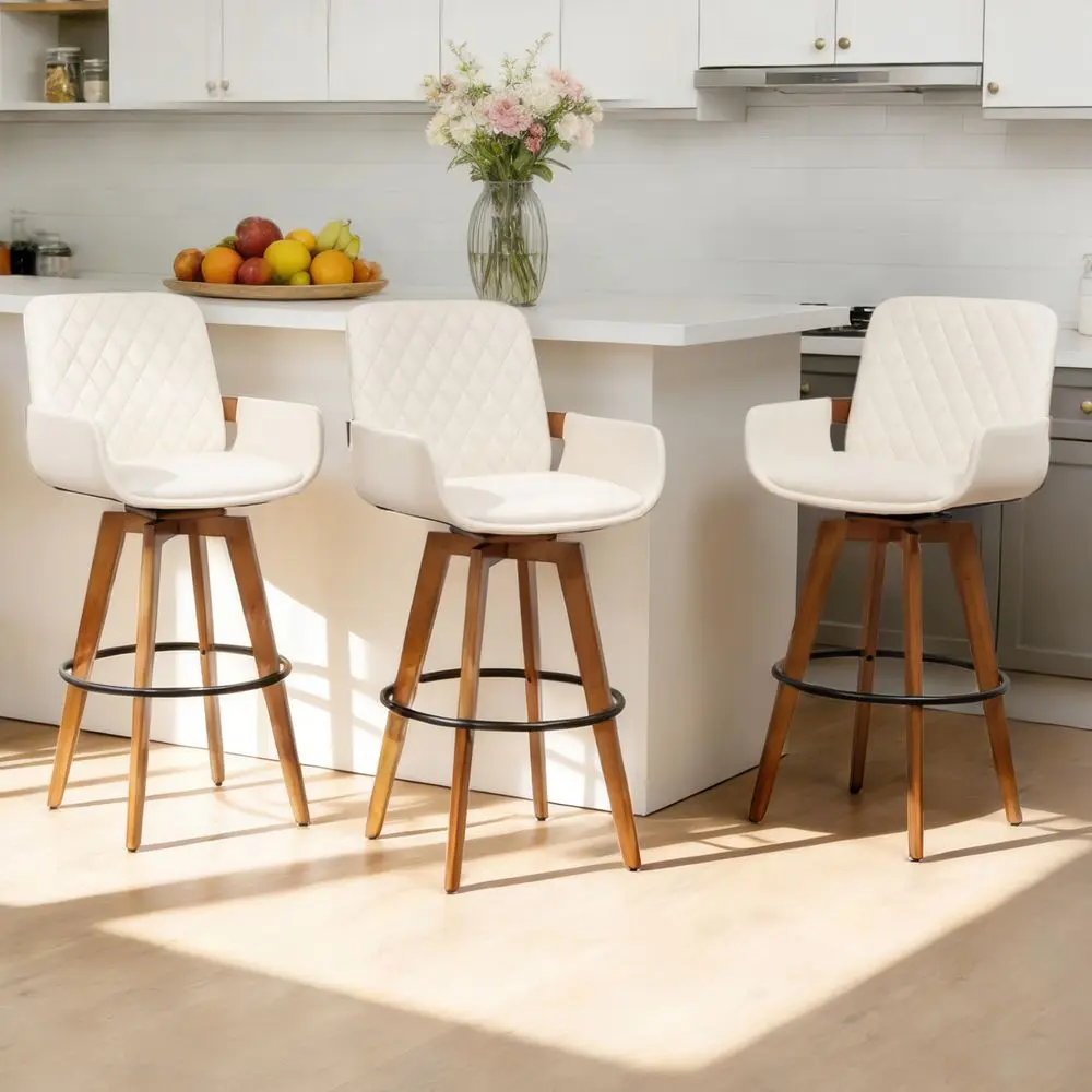 Height Bar Stools Set of 4, 30 Inch Mid Century Modern Barstools Upholstered PU Leather Swivel Bar Stools with Arms and Back fo
Height Bar Stools Set of 4, 30 Inch Mid Century Modern Barstools Upholstered PU Leather Swivel Bar Stools with Arms and Back fo