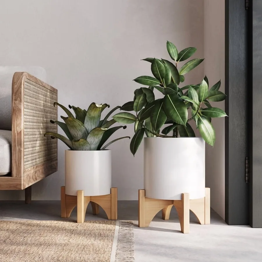 Raya White Planter Pot with Arch Wood Planter Base - Small and Medium Set
Raya White Planter Pot with Arch Wood Planter Base - Small and Medium Set