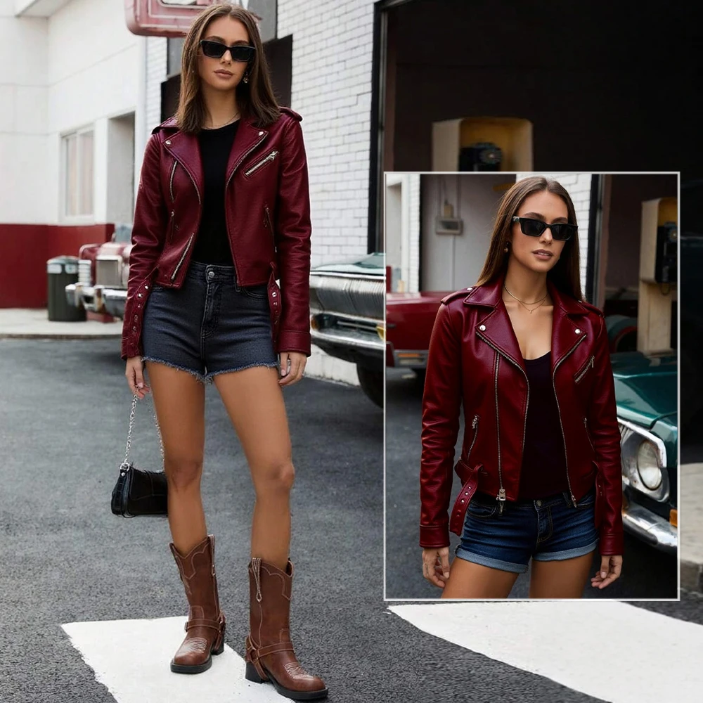 New Autumn Spring Women Short Faux PU Jacket Slim Fashion Punk Outwear Motorcycle Leather Jacket Casual Coat
New Autumn Spring Women Short Faux PU Jacket Slim Fashion Punk Outwear Motorcycle Leather Jacket Casual Coat