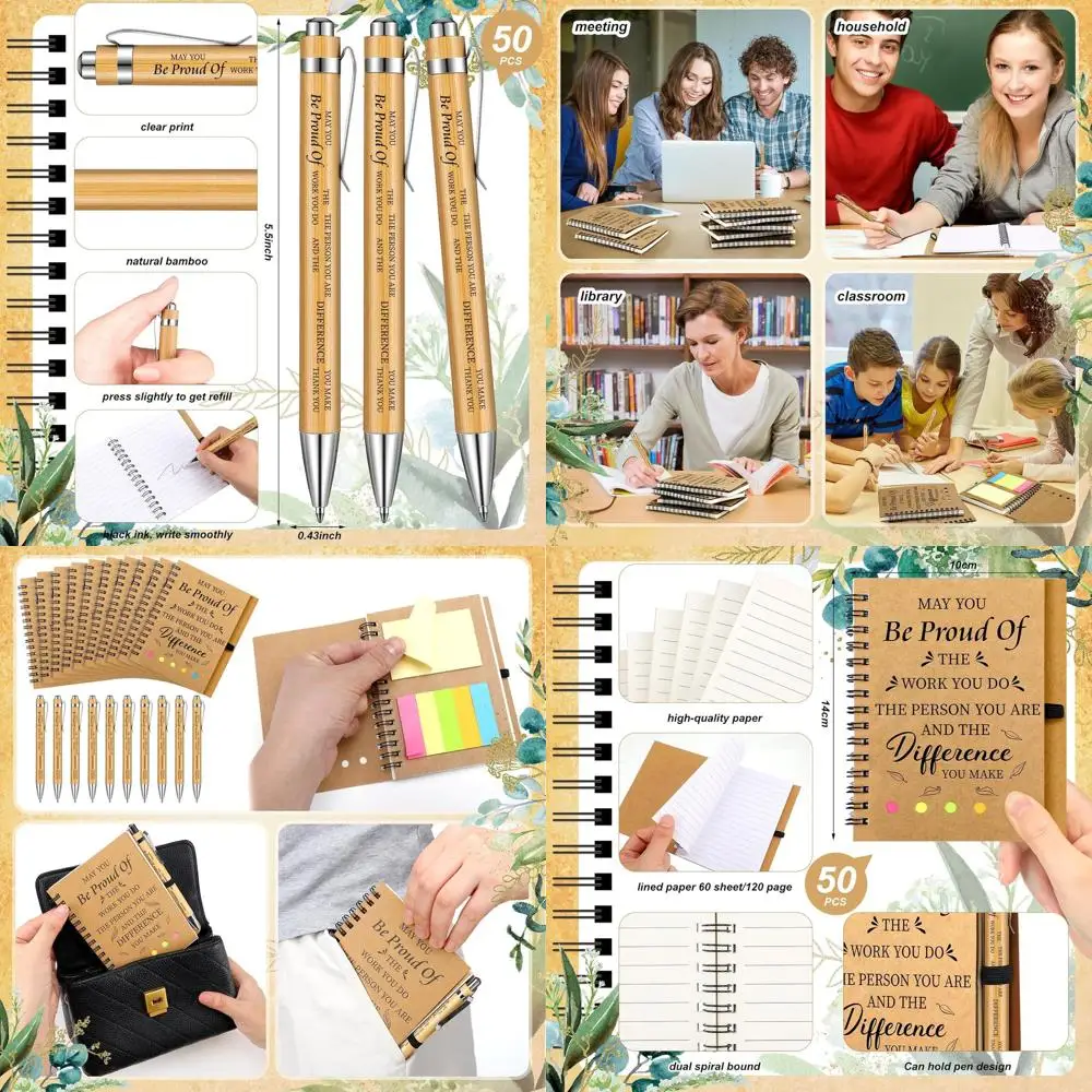 50 Inspirational Notebooks & Pens Set: Celebrate Achievements with Coworkers & Teachers
50 Inspirational Notebooks & Pens Set: Celebrate Achievements with Coworkers & Teachers