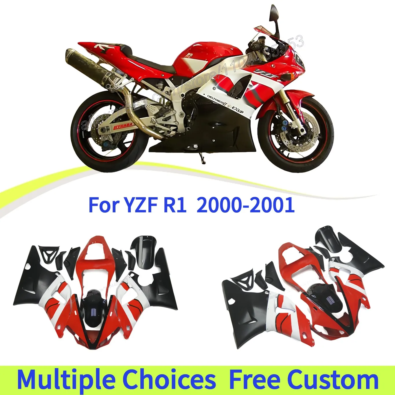 ABS Plastic Motorcycle full Fairing Kit for R1 2000 Yamaha YZF1000 R1 2001 YZF-R1 00 01 Injection Molded Accessories
ABS Plastic Motorcycle full Fairing Kit for R1 2000 Yamaha YZF1000 R1 2001 YZF-R1 00 01 Injection Molded Accessories