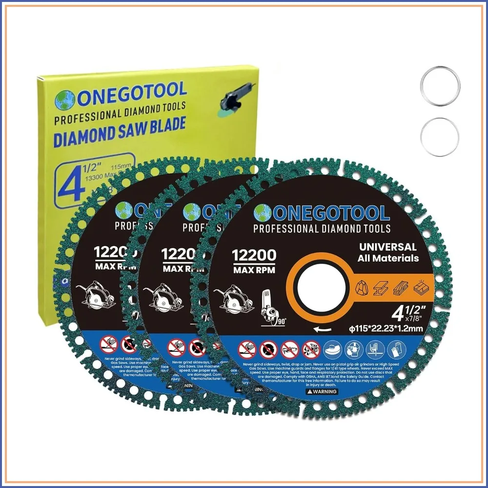 4-1/2" Indestructible Diamond Cutting Discs for Angle Grinder, 7/8" Arbor, 3-Pack - Cut Metal, Tile, Marble
4-1/2" Indestructible Diamond Cutting Discs for Angle Grinder, 7/8" Arbor, 3-Pack - Cut Metal, Tile, Marble