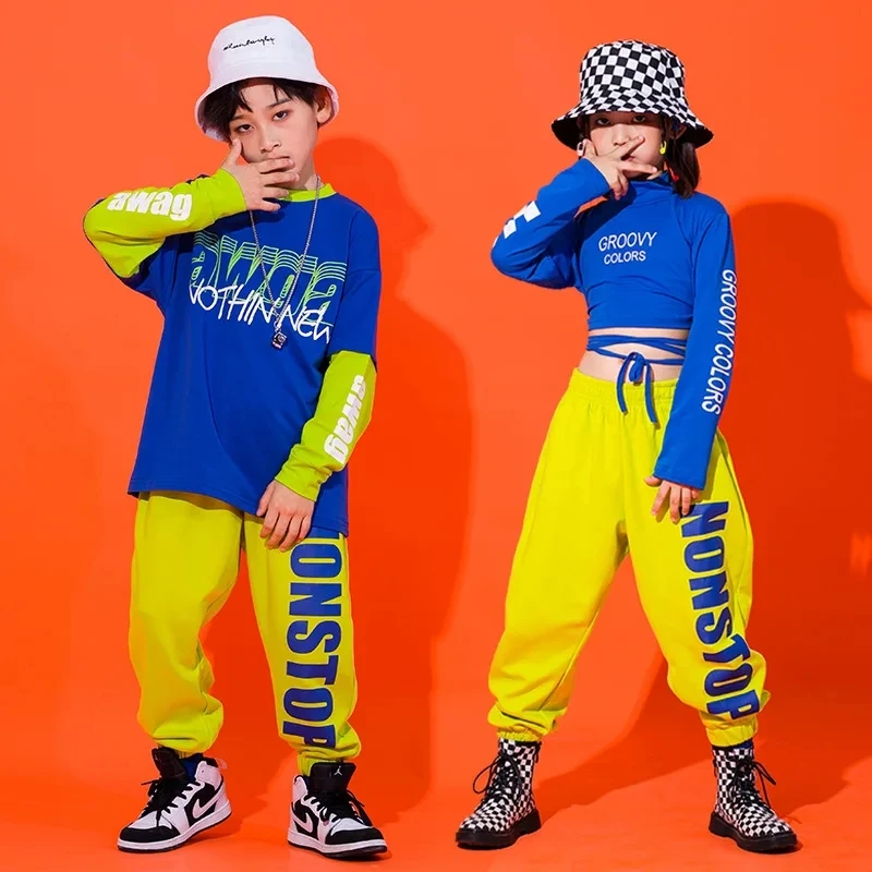 2024 Hip Hop Dance Costumes For Kids Blue Shirts Loose Pants Tracksuit Teenage Girls Boys Jazz Dance Performance Wear DQS15324
2024 Hip Hop Dance Costumes For Kids Blue Shirts Loose Pants Tracksuit Teenage Girls Boys Jazz Dance Performance Wear DQS15324