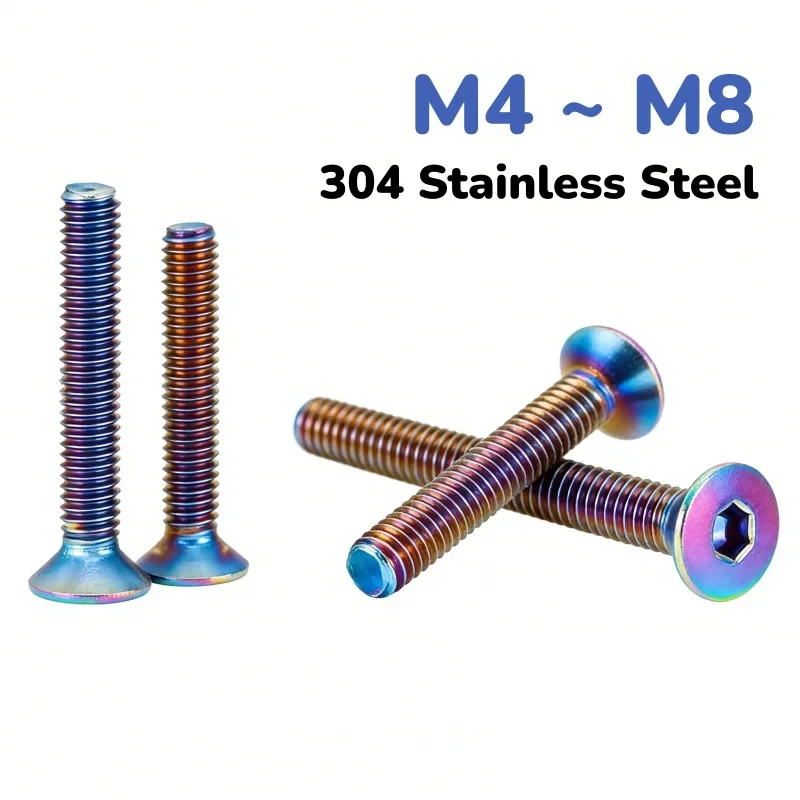 304 Stainless Steel M4 M5 M6 M8 Colorful Anodized Countersunk Head Screws / Tapered Allen Bolts for Bike Custom Bodywork
304 Stainless Steel M4 M5 M6 M8 Colorful Anodized Countersunk Head Screws / Tapered Allen Bolts for Bike Custom Bodywork