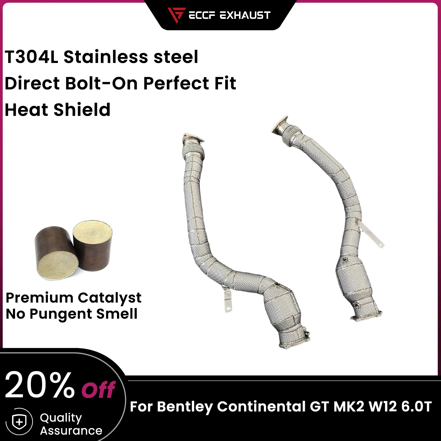 ECCF Downpipe With Heat Shield For Bentley Continental GT MK2 W12 6.0T Aggressive Exhaust Sound High Flow Performance Upgrade
ECCF Downpipe With Heat Shield For Bentley Continental GT MK2 W12 6.0T Aggressive Exhaust Sound High Flow Performance Upgrade