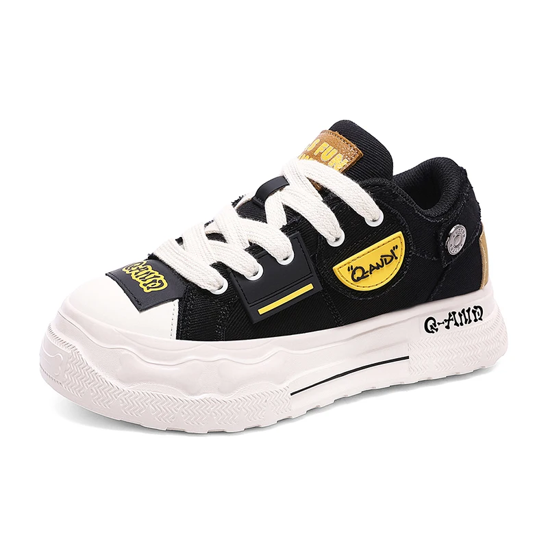 Q-AND Women Black Yellow Canvas Platform Skate Board Shoes, Thick Height Increasing Sole Casual Sneakers, Wear Resistant Non Slip Rubber Outsole Streetwear Daily Footwear
Q-AND Women Black Yellow Canvas Platform Skate Board Shoes, Thick Height Increasing Sole Casual Sneakers, Wear Resistant Non Slip Rubber Outsole Streetwear Daily Footwear