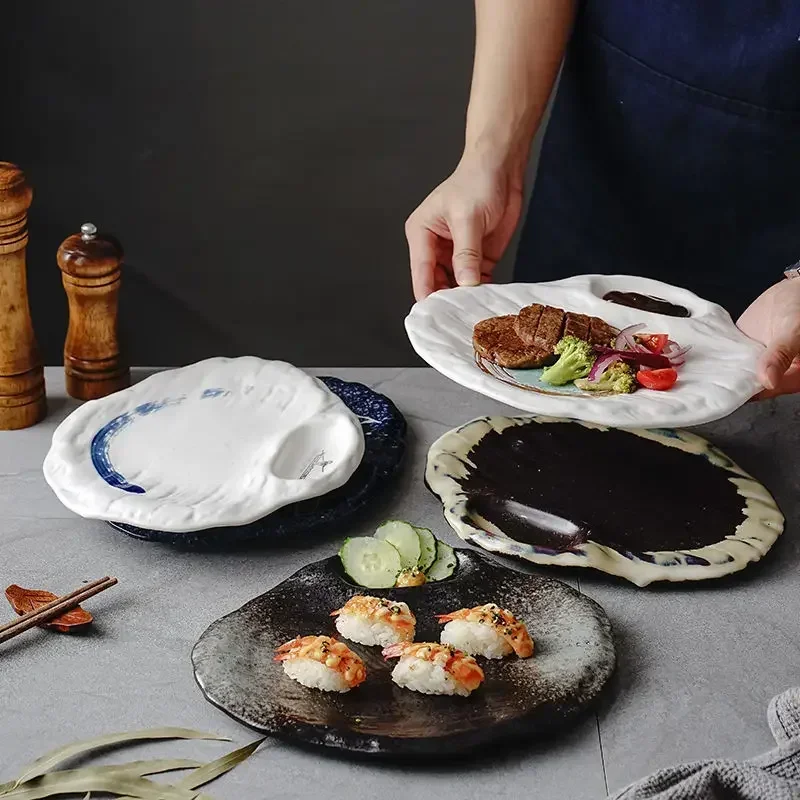 11 Inches Grid Dipping Plate Japanese Retro Steak Plates with Sauce Dish Ceramic Irregular Fruits Salad Dishes Kitchen Tableware
11 Inches Grid Dipping Plate Japanese Retro Steak Plates with Sauce Dish Ceramic Irregular Fruits Salad Dishes Kitchen Tableware