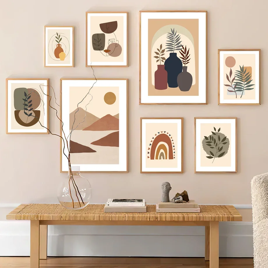 Boho Mountain Sun Leaf Vase Geometric Abstract Canvas Wall Art Retro Living Room Decor Poster Print
Boho Mountain Sun Leaf Vase Geometric Abstract Canvas Wall Art Retro Living Room Decor Poster Print