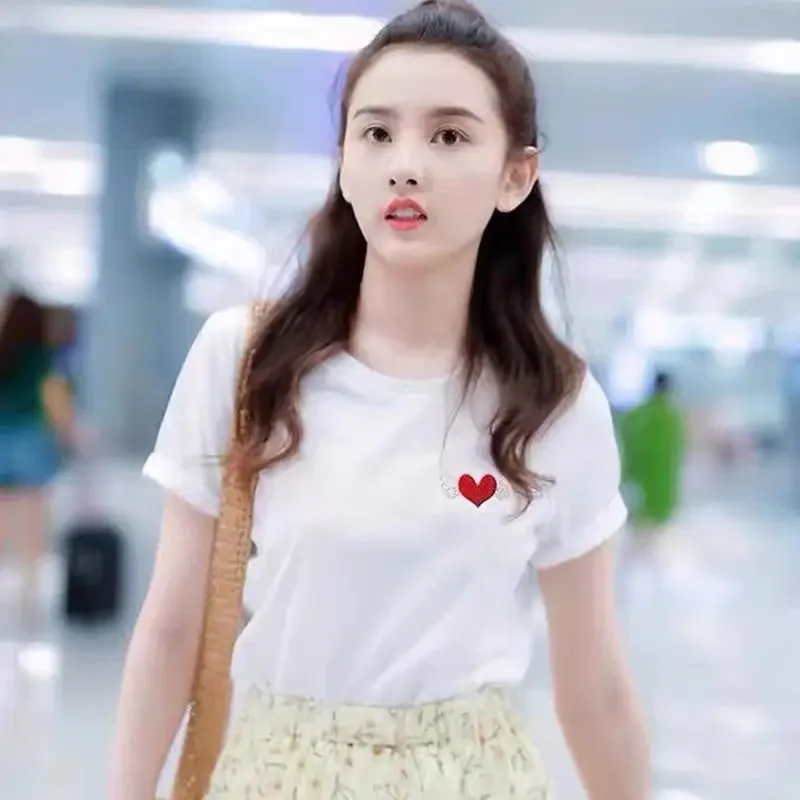 Summer New Korean Style Couple Tshirt Loose Fit White Short Sleeve Cotton Embroidered Heart Tops
Summer New Korean Style Couple Tshirt Loose Fit White Short Sleeve Cotton Embroidered Heart Tops