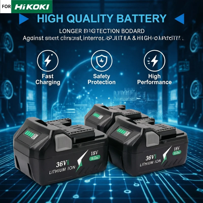 6.0Ah Li-ion Battery for Hitachi HiKOKI 18V/36V, Replacement for BSL36A18 BSL36B18 Power Tool Battery with Charger Compatible.
6.0Ah Li-ion Battery for Hitachi HiKOKI 18V/36V, Replacement for BSL36A18 BSL36B18 Power Tool Battery with Charger Compatible.