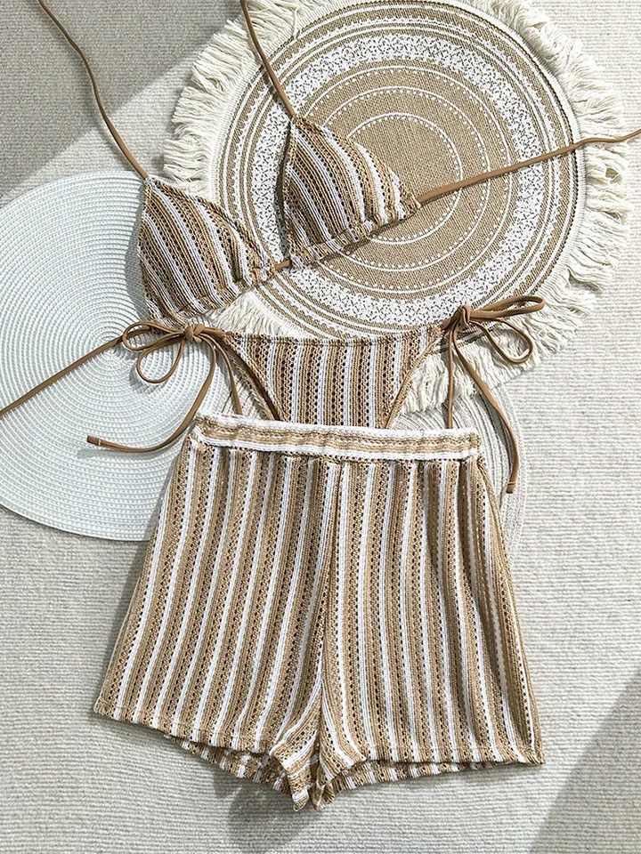Vzvn Summer Bathing Suit Swimwear Sexy Green Orange Striped Bikini Set Women Halter Push Up High Waist Panties 3 Piece Swimsuit
Vzvn Summer Bathing Suit Swimwear Sexy Green Orange Striped Bikini Set Women Halter Push Up High Waist Panties 3 Piece Swimsuit