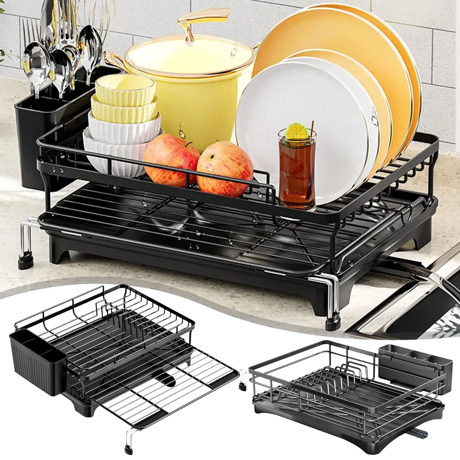 1PC Adjustable Dish Drying Rack & Drainboard Organizer for Kitchen Plates Over Sink Countertop Cutlery Storage with Drain Rack
1PC Adjustable Dish Drying Rack & Drainboard Organizer for Kitchen Plates Over Sink Countertop Cutlery Storage with Drain Rack