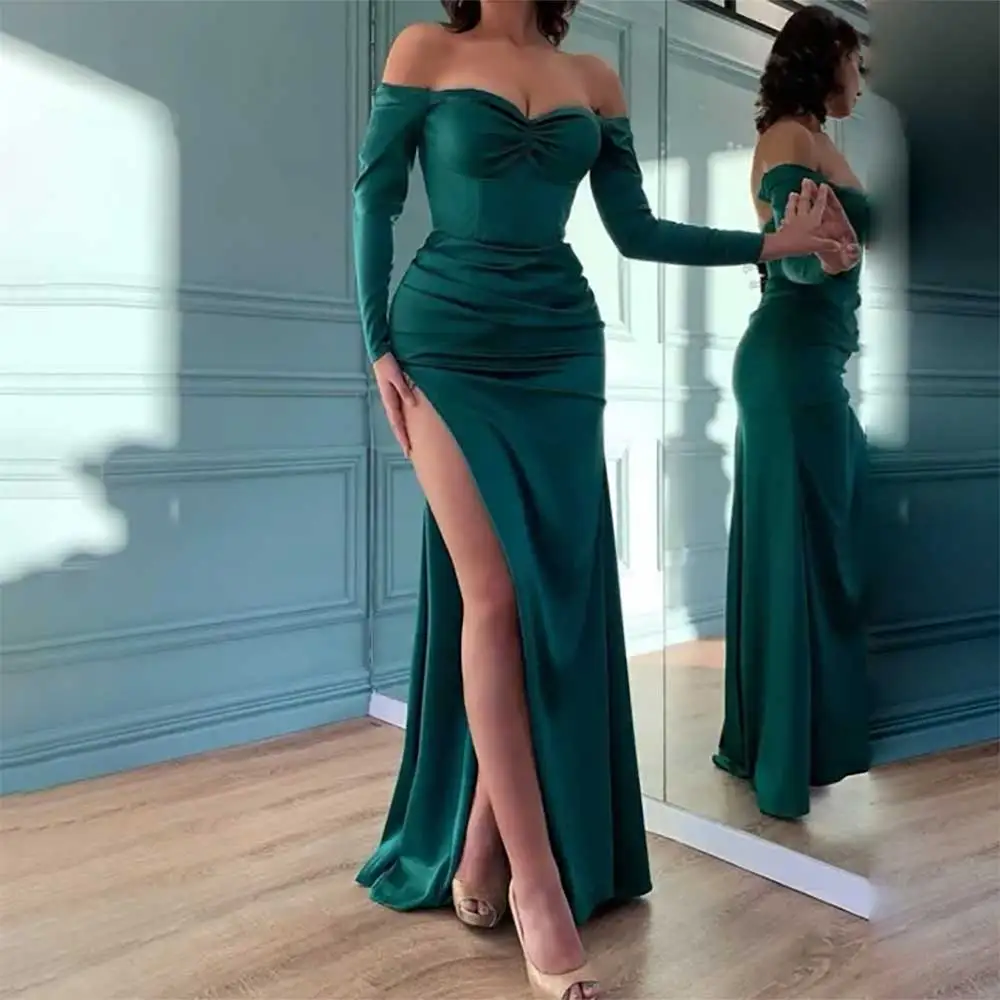 Elegant Evening Dress Long Sleeve Floor Length Sweetheart Neck Off the Shoulder Side Slit Backless for Prom Party Formal Event
Elegant Evening Dress Long Sleeve Floor Length Sweetheart Neck Off the Shoulder Side Slit Backless for Prom Party Formal Event