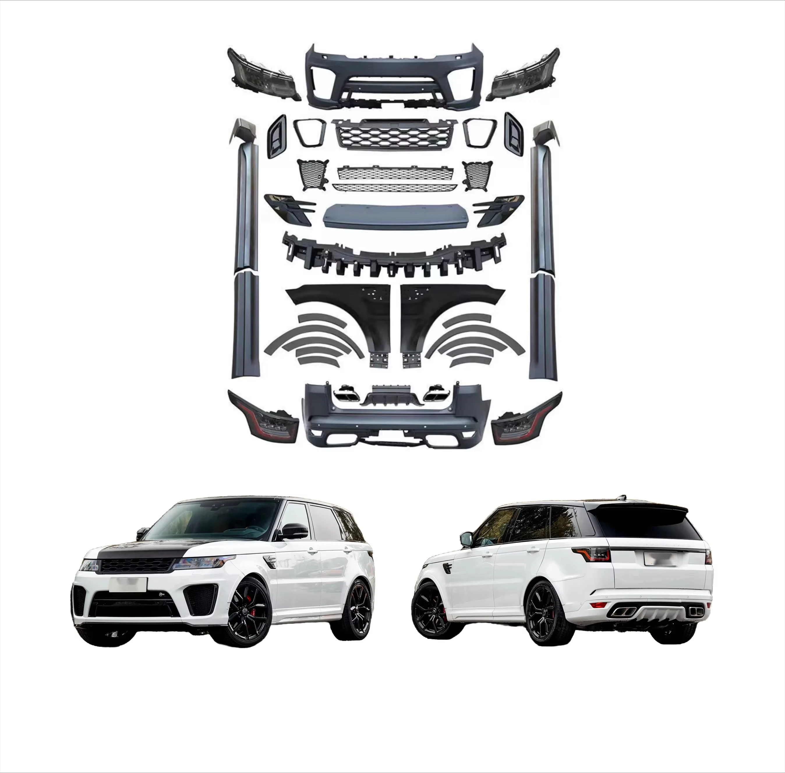High Quality 2020 SVR Style Facelift Upgrade Body Kit for Range Rover Sport L494 2014-2017 Includes Engine Hood and Bumper 
High Quality 2020 SVR Style Facelift Upgrade Body Kit for Range Rover Sport L494 2014-2017 Includes Engine Hood and Bumper