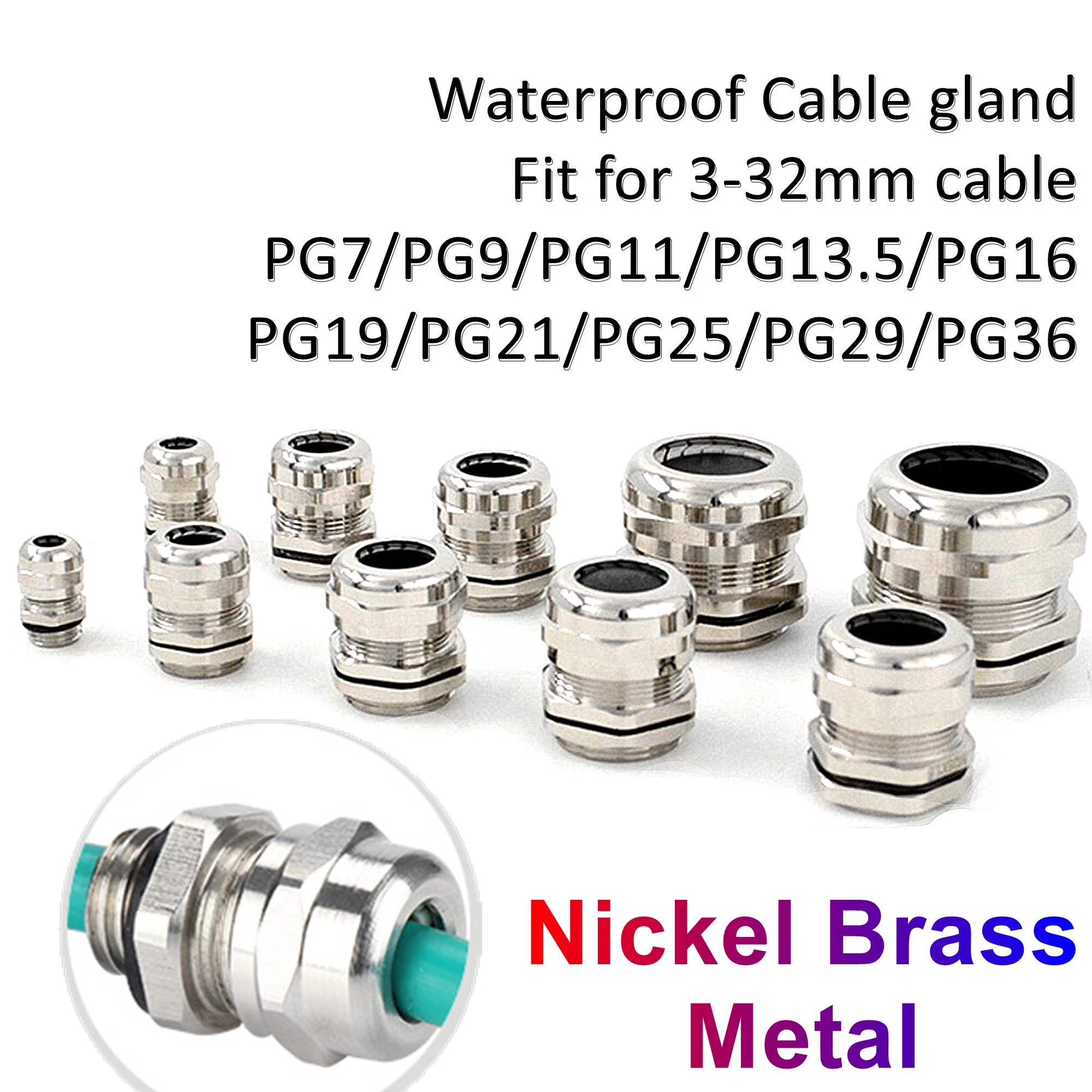 Best quality emc cable glands oem product IP68 Nickel Plated Brass Metric Cable PG7 PG9 PG13.5 PG19 PG21 Fit 3-32mm For Cable
Best quality emc cable glands oem product IP68 Nickel Plated Brass Metric Cable PG7 PG9 PG13.5 PG19 PG21 Fit 3-32mm For Cable