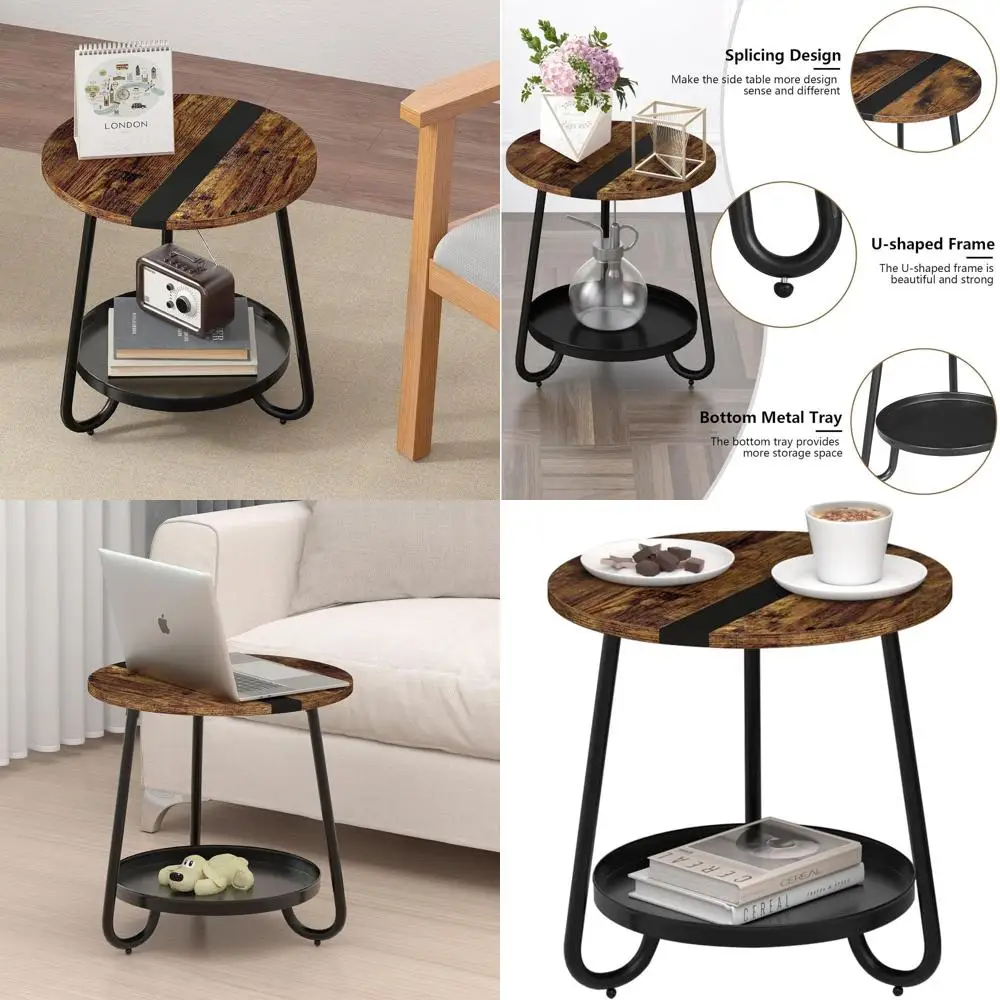 Журнальный столик в индустриальном стиле с 2-ярусной металлической подставкой, цвет рустик-коричневый, для гостиной, улицы или балкона
Журнальный столик в индустриальном стиле с 2-ярусной металлической подставкой, цвет рустик-коричневый, для гостиной, улицы или балкона