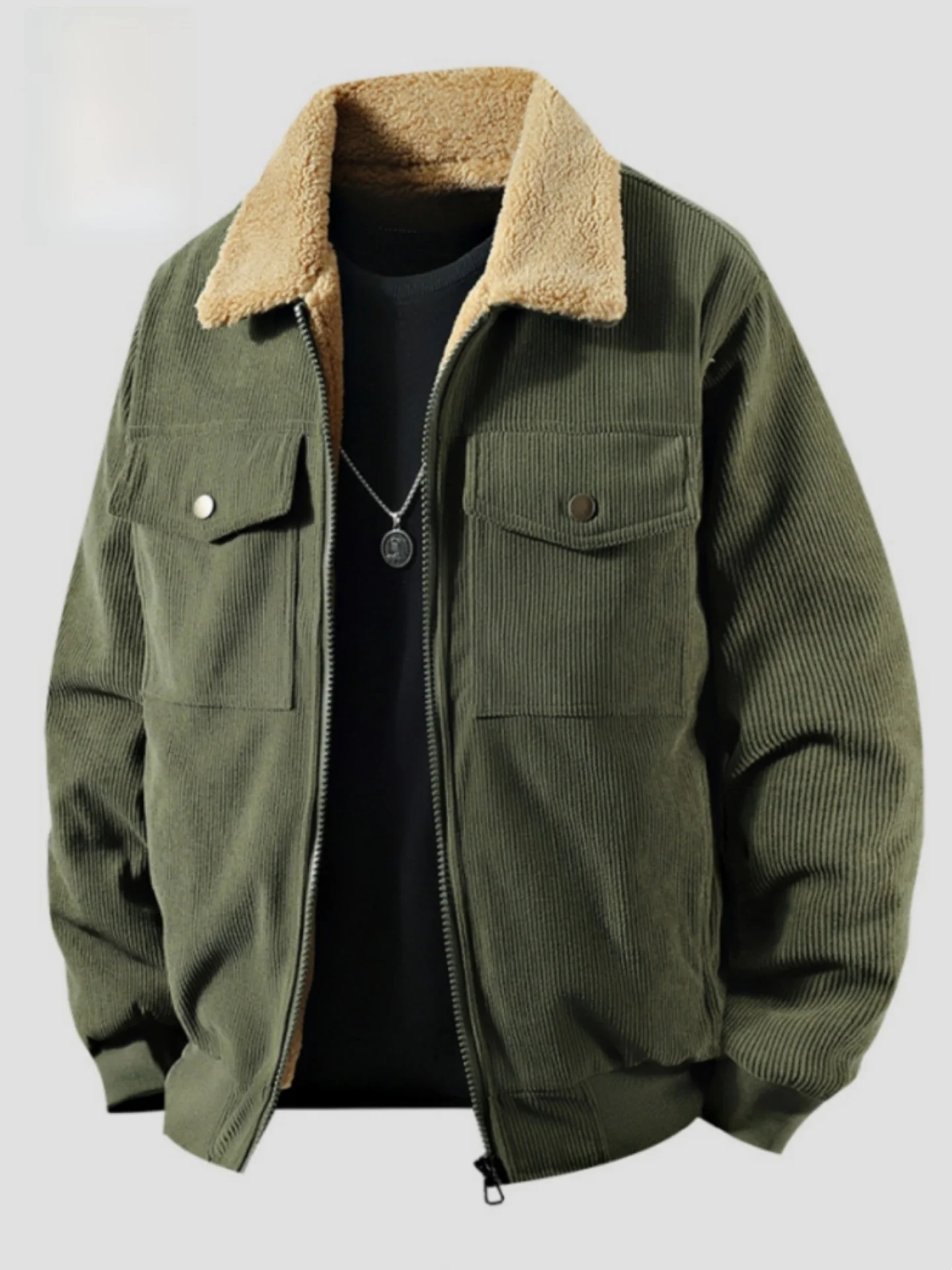 Утепленная флисовая куртка из вельвета для мужчин, свободный крой, из хлопка с начесом, осенне-зимняя повседневная одежда
Утепленная флисовая куртка из вельвета для мужчин, свободный крой, из хлопка с начесом, осенне-зимняя повседневная одежда