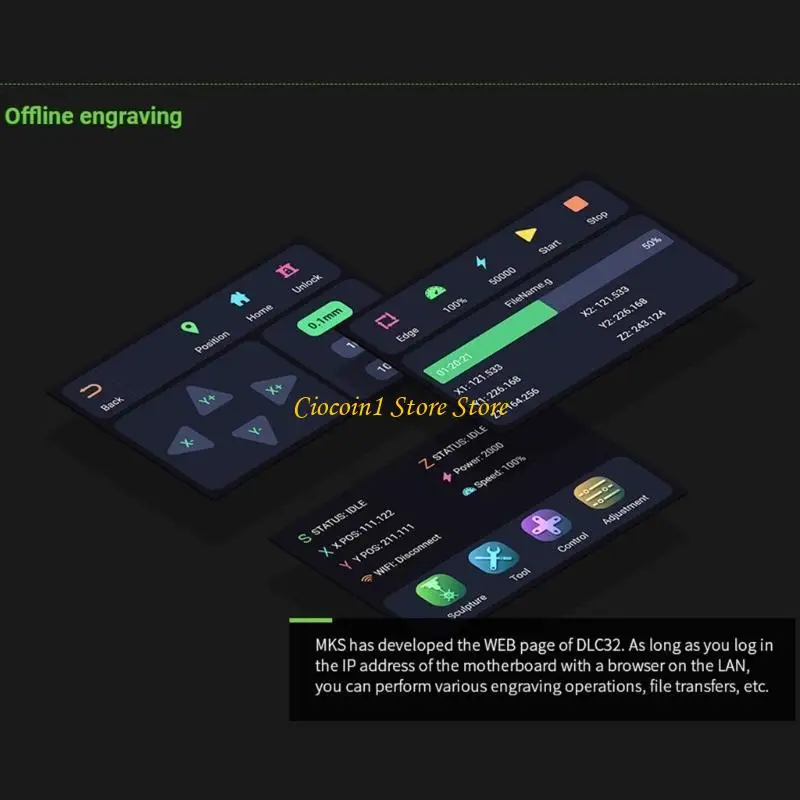 A3PC MKS DLC32 V2.1 Плата управления гравировальным станком 32-битный автономный контроллер GRBL
A3PC MKS DLC32 V2.1 Плата управления гравировальным станком 32-битный автономный контроллер GRBL