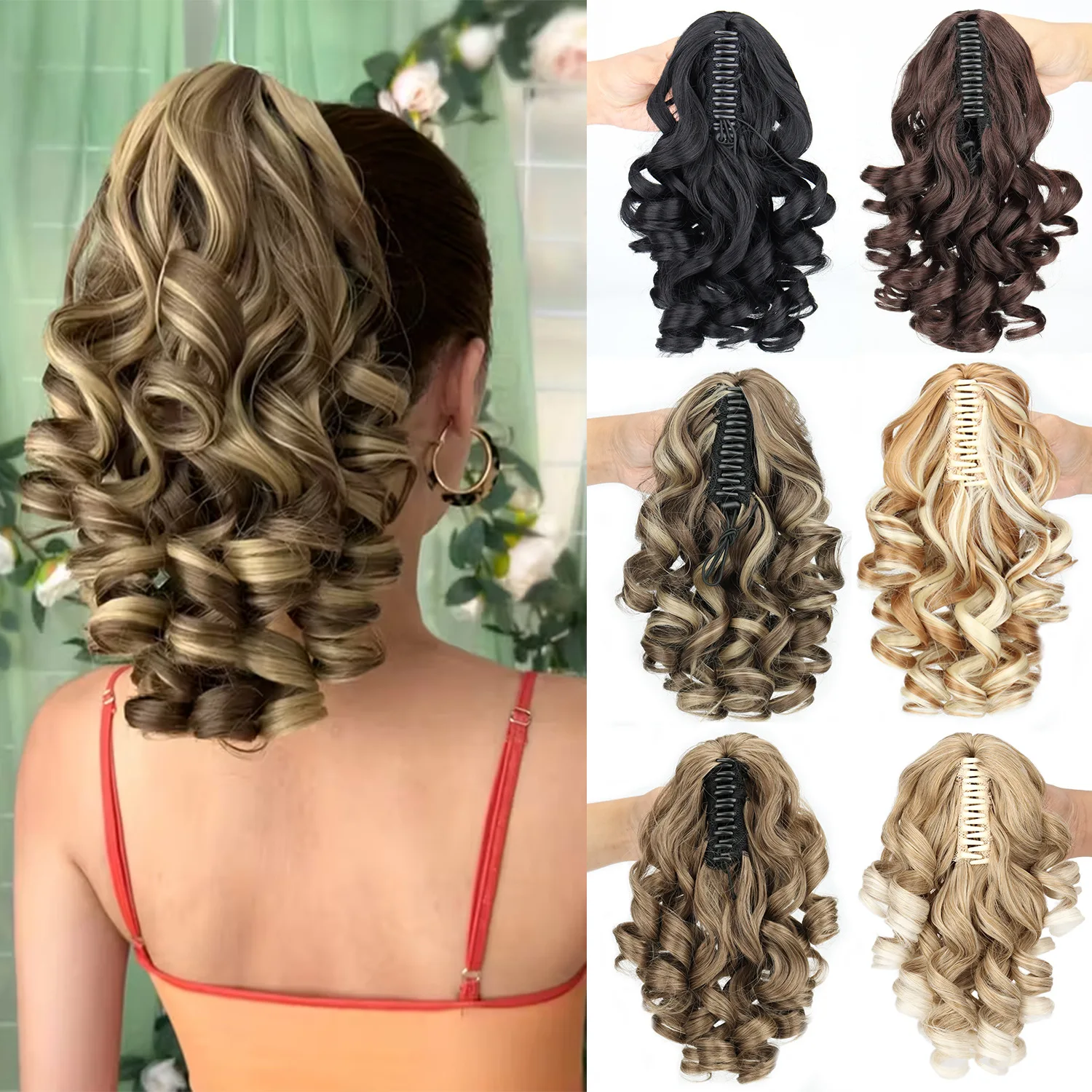 European and American best-selling curly and wavy ponytail hair extensions made of synthetic fibers, creating a fluffy and curly ponytail.
European and American best-selling curly and wavy ponytail hair extensions made of synthetic fibers, creating a fluffy and curly ponytail.