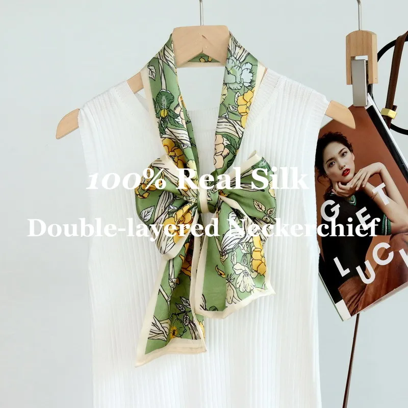 Colorful Flower Neckerchief Double Layer Narrow Hairband Silk Scarf 100% Pure Silk Neck Hair Scarf Women Ribbon Tie Accessories
Colorful Flower Neckerchief Double Layer Narrow Hairband Silk Scarf 100% Pure Silk Neck Hair Scarf Women Ribbon Tie Accessories