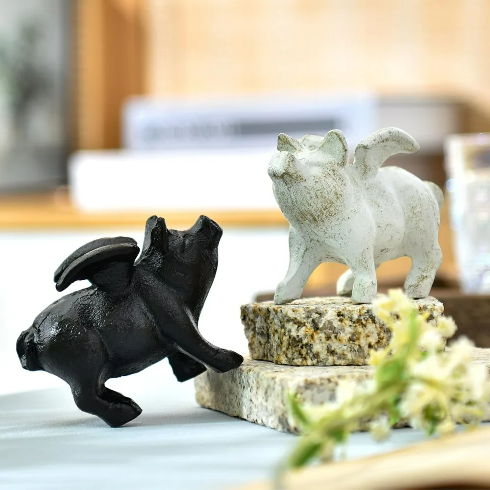 Sungmor Whimsical Cast Iron Flying Pig Statue, 2pcs Rustic Black Cute Little Piggy Paperweight, Garden Collection Figurine Home
Sungmor Whimsical Cast Iron Flying Pig Statue, 2pcs Rustic Black Cute Little Piggy Paperweight, Garden Collection Figurine Home