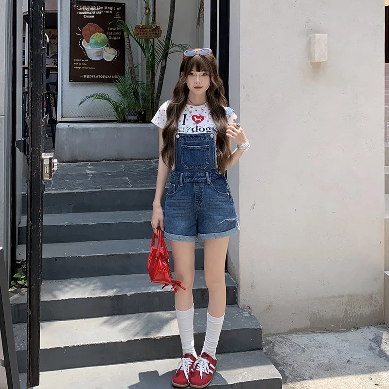 Summer 2026 High Waist Denim Overalls Wide Leg Cuffed Pants Short Shorts Casual Style Blue Cotton Non-Fleece Adult Women
Summer 2026 High Waist Denim Overalls Wide Leg Cuffed Pants Short Shorts Casual Style Blue Cotton Non-Fleece Adult Women