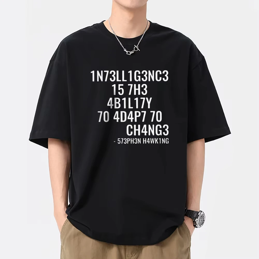 Creative Men Cotton TShirts Funny Geek Tops Intelligence Ls The Ability To Adapt To Change Letters Printed Tee Oversized Clothes
Creative Men Cotton TShirts Funny Geek Tops Intelligence Ls The Ability To Adapt To Change Letters Printed Tee Oversized Clothes