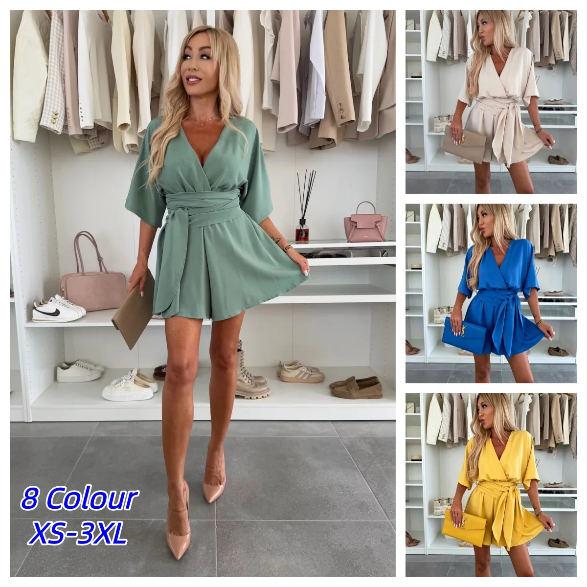 Summer Party Jumpsuit Sexy V-neck Cross Strap Mini Skirt Ruffled Hem Chiffon Clean Fit Female Fashion Women Casual Beach Dresses
Summer Party Jumpsuit Sexy V-neck Cross Strap Mini Skirt Ruffled Hem Chiffon Clean Fit Female Fashion Women Casual Beach Dresses