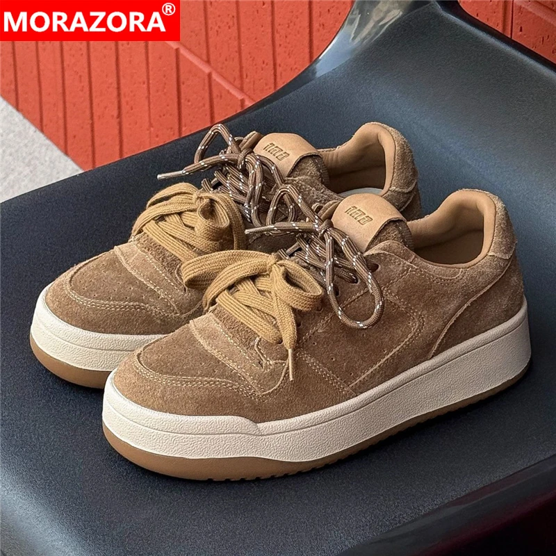 MORAZORA Cow Suede Leather Women Sneakers Lace Up Solid Color Platform Flats Chunky Bottom Casual Shoes Spring Autumn Footwear
MORAZORA Cow Suede Leather Women Sneakers Lace Up Solid Color Platform Flats Chunky Bottom Casual Shoes Spring Autumn Footwear
