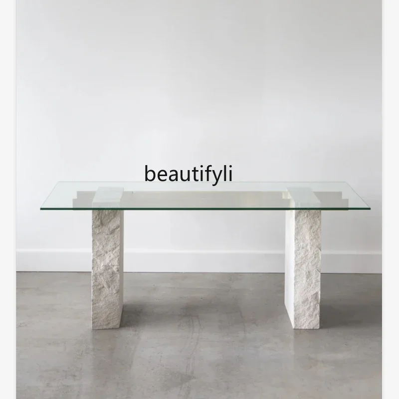 Light luxury minimalist natural marble destruction style table, designer modern rectangular dining table
Light luxury minimalist natural marble destruction style table, designer modern rectangular dining table