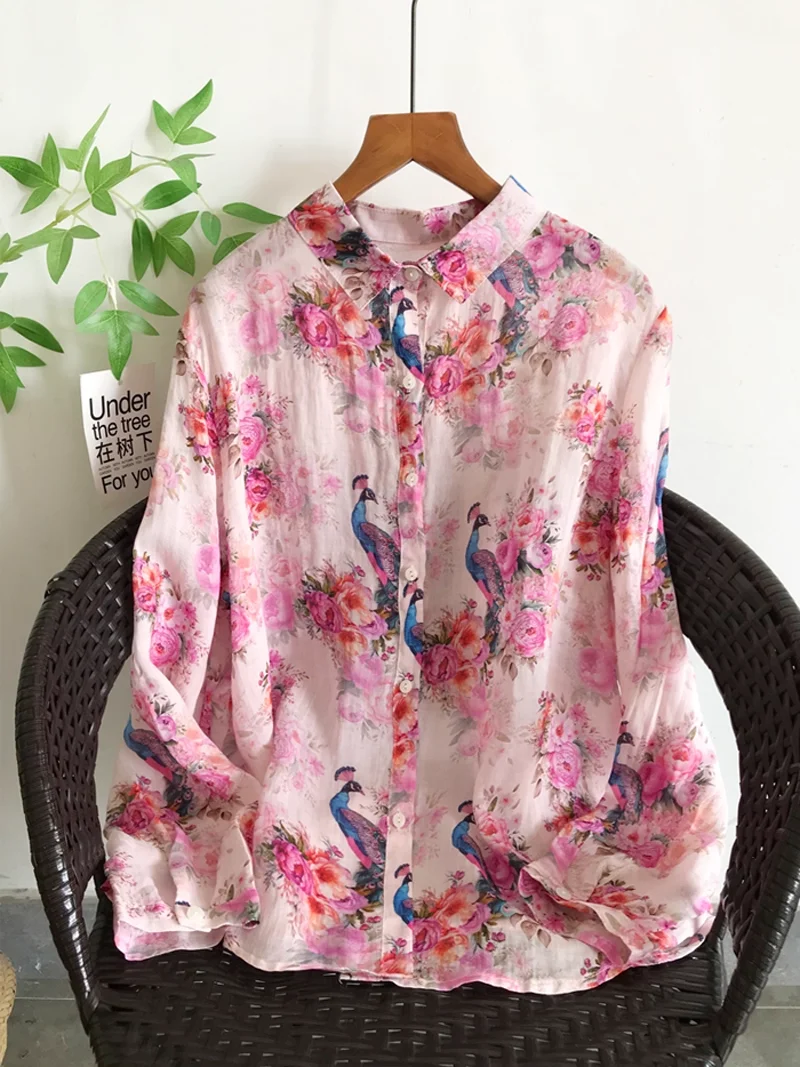 2025 Autumn women's long sleeve top 100% ramie rose print shirts and blouses for women original oil painting print shirts
2025 Autumn women's long sleeve top 100% ramie rose print shirts and blouses for women original oil painting print shirts