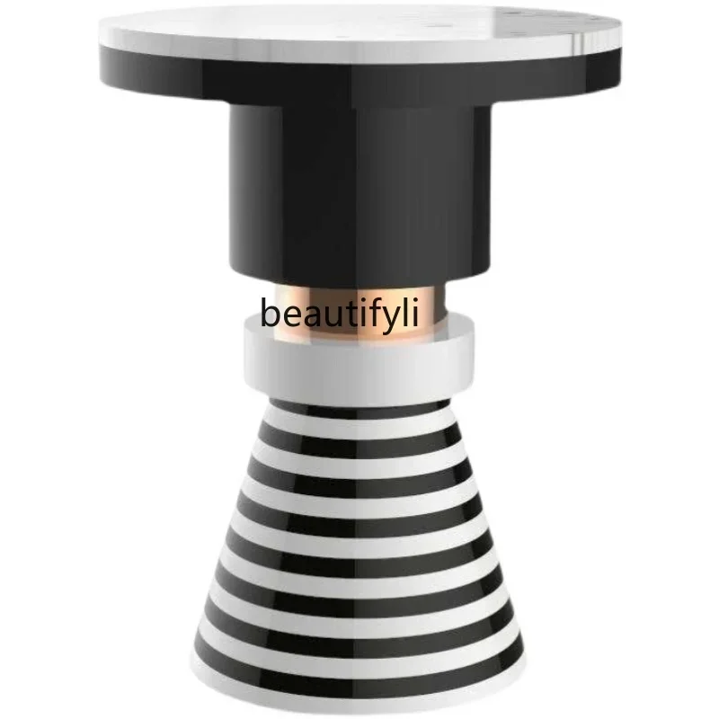 S European Style Mild Luxury Marble-Side round Corner Table Sales Department Coffee Table Black and White Mixed Color Stripe
S European Style Mild Luxury Marble-Side round Corner Table Sales Department Coffee Table Black and White Mixed Color Stripe