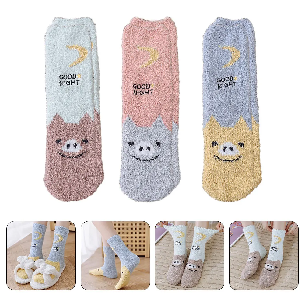3 Pairs Coral Fleece Middle Tube Socks Pattern Female Warm Stockings Spandex 5 Elasticity Sweat Absorption
3 Pairs Coral Fleece Middle Tube Socks Pattern Female Warm Stockings Spandex 5 Elasticity Sweat Absorption