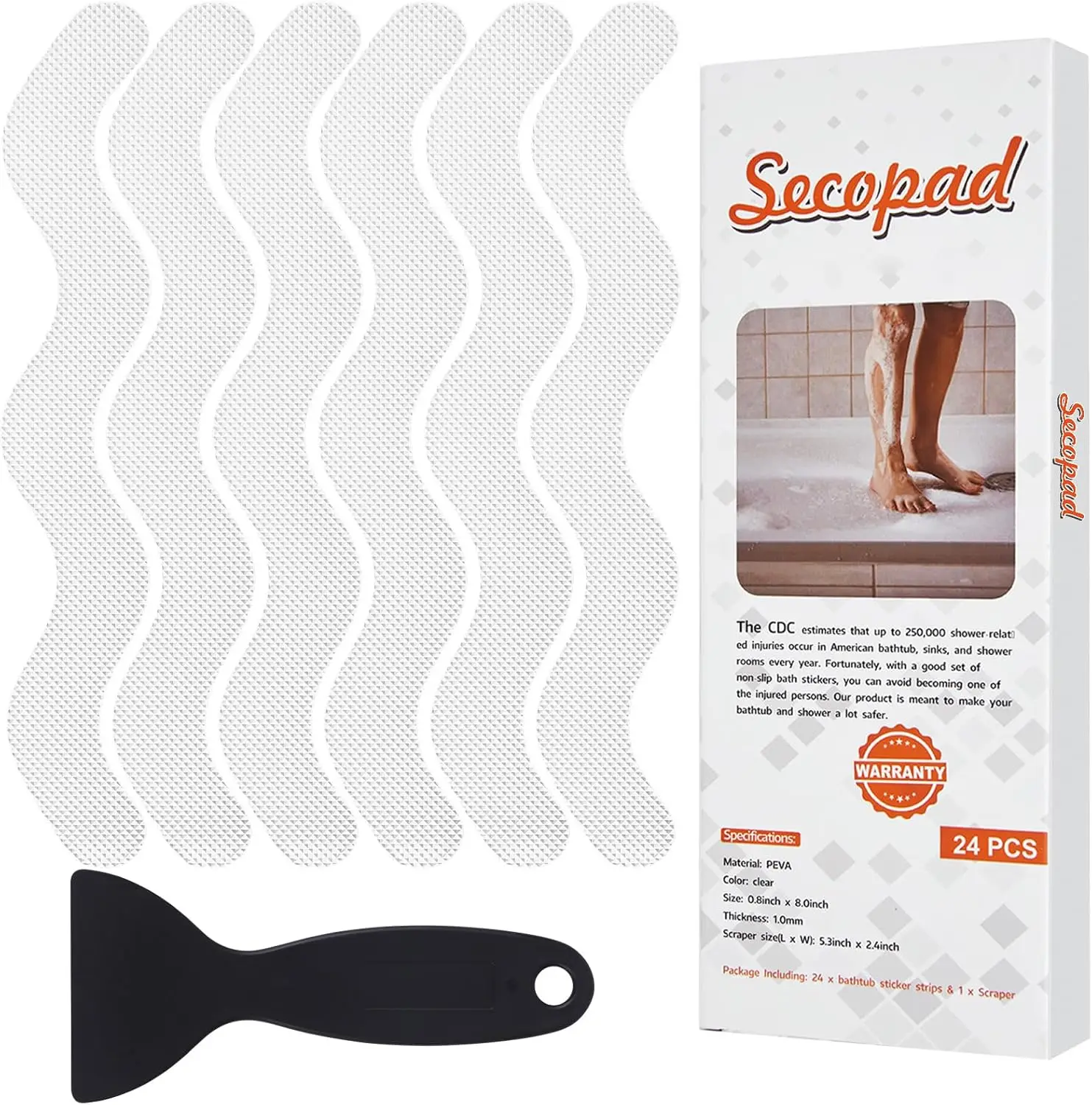 Anti Slip Shower Stickers 24 Pack, Adhesive Safety Strips for Bathtub, Shower Floor, Stairs, Clear
Anti Slip Shower Stickers 24 Pack, Adhesive Safety Strips for Bathtub, Shower Floor, Stairs, Clear