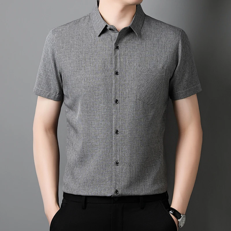 Solid Color Pocket Short Sleeve Shirts For Men Business Casual Summer Coolness Smooth Comfortable Anti-Wrinkle Camisas De Hombre 
Solid Color Pocket Short Sleeve Shirts For Men Business Casual Summer Coolness Smooth Comfortable Anti-Wrinkle Camisas De Hombre