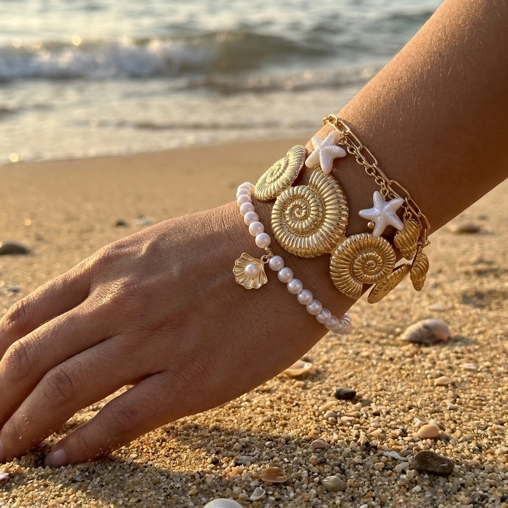 Bohemian Conch Shell Imitation Pearl Charm Bracelet Set for Women Dainty Starfish Multilayer Chain Beach Party Jewelry Gift
Bohemian Conch Shell Imitation Pearl Charm Bracelet Set for Women Dainty Starfish Multilayer Chain Beach Party Jewelry Gift