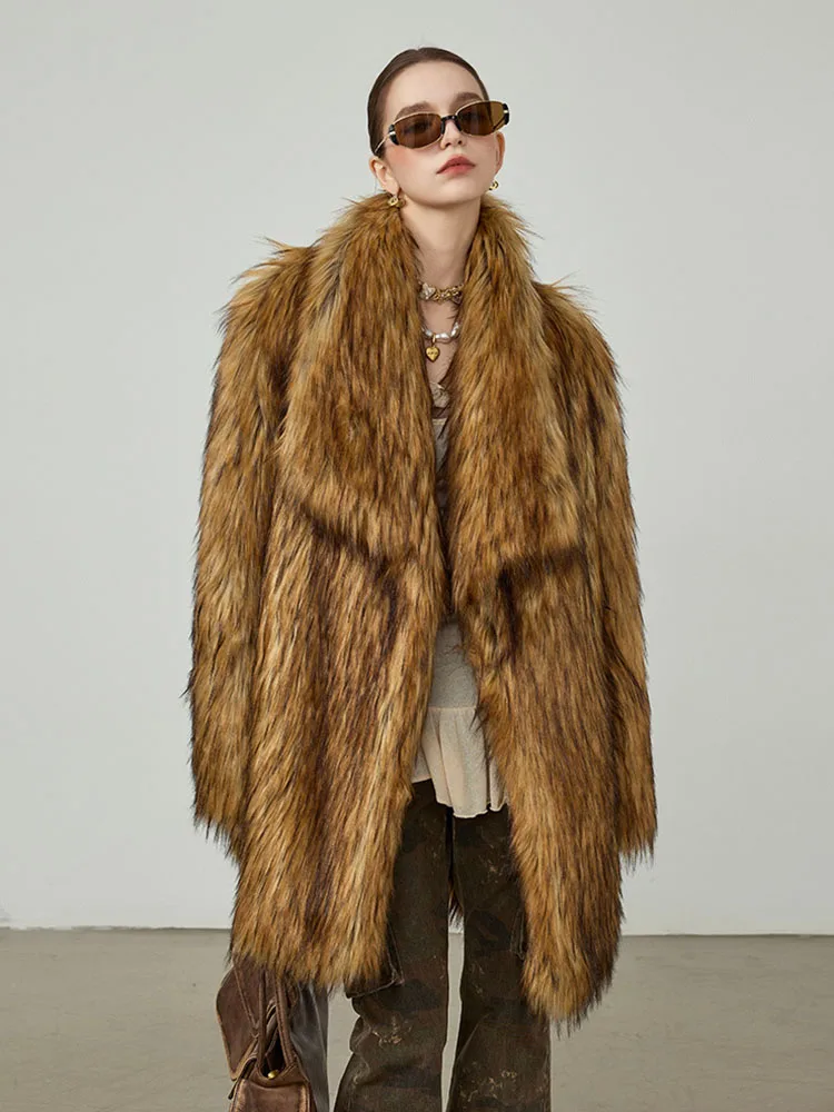 New coat and jacket luxury winter clothing women's lapel long brown faux fur coat loose fluffy jacket
New coat and jacket luxury winter clothing women's lapel long brown faux fur coat loose fluffy jacket