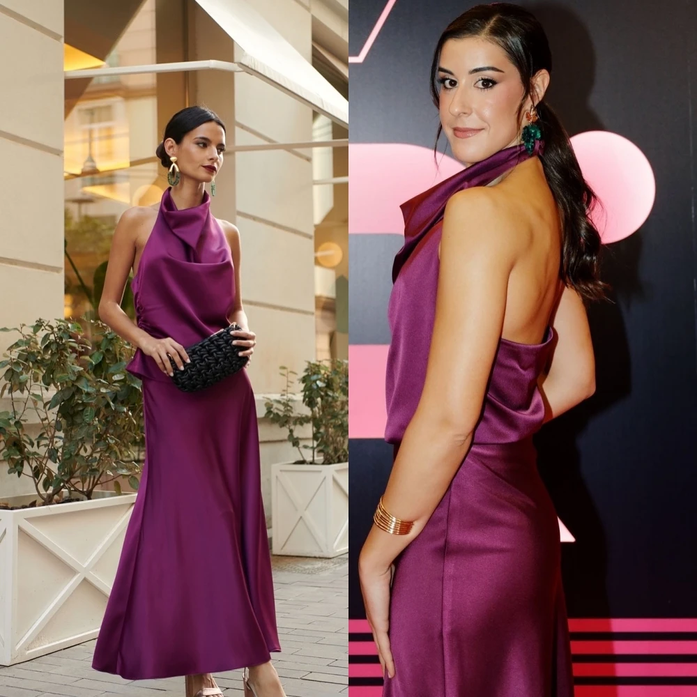 Customized Graceful V-Neck Halter Evening Dress Delicate Backless Celebrity Gowns Temperament Satin A-Line Party Dres
Customized Graceful V-Neck Halter Evening Dress Delicate Backless Celebrity Gowns Temperament Satin A-Line Party Dres