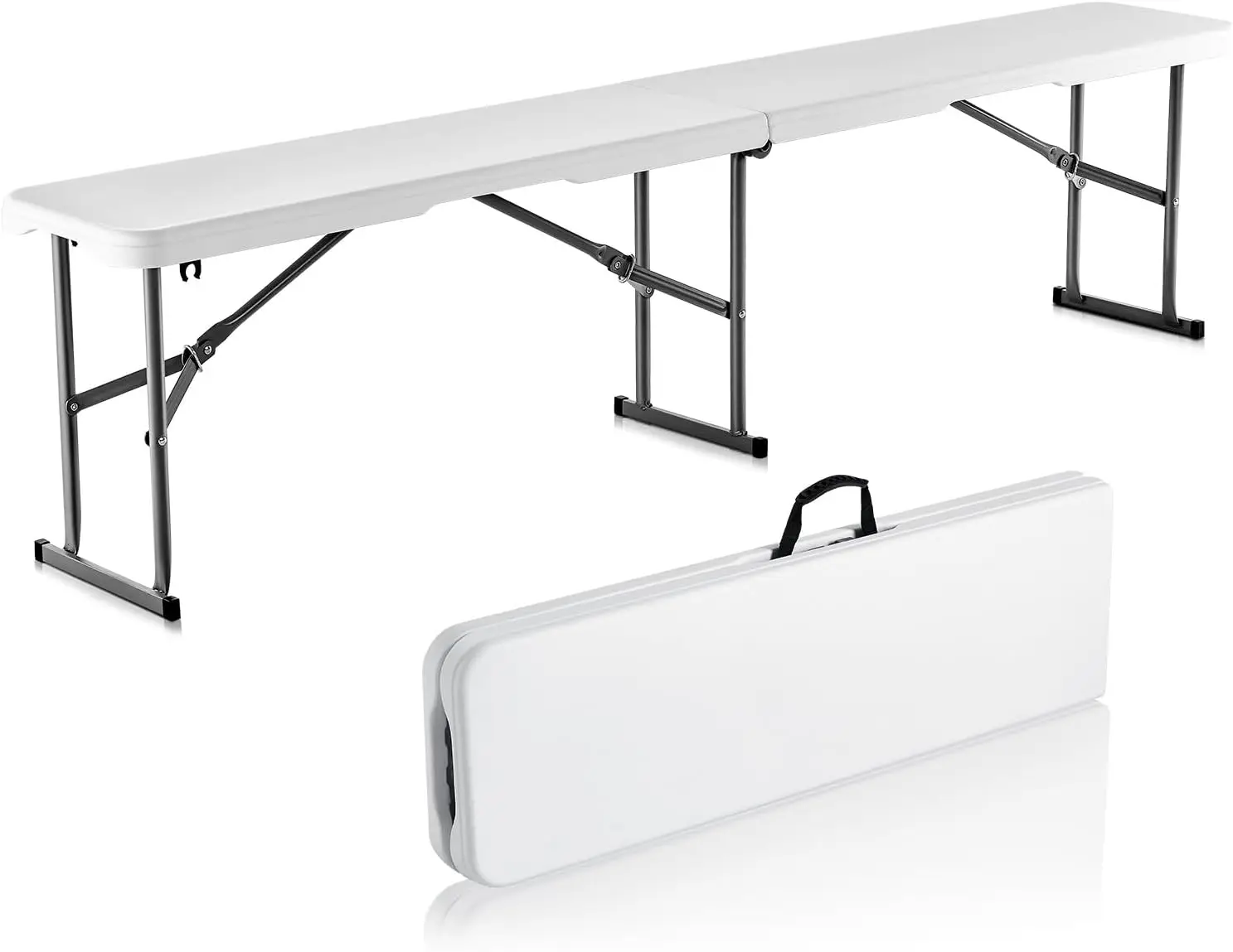 6ft Portable Folding Bench, Heavy Duty HDPE Plastic Outdoor Bench for Picnic Camping Garden, Easy Fold & Carry, White
6ft Portable Folding Bench, Heavy Duty HDPE Plastic Outdoor Bench for Picnic Camping Garden, Easy Fold & Carry, White
