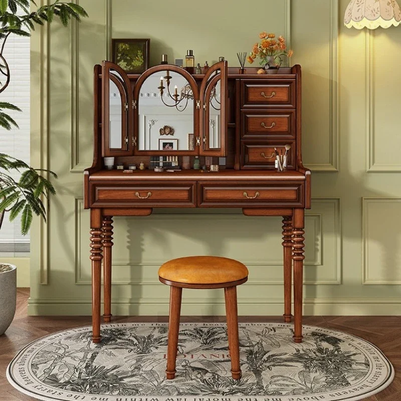 Retro solid wood dresser master bedroom high-end sense foldable mirror flip mirror small apartment makeup table
Retro solid wood dresser master bedroom high-end sense foldable mirror flip mirror small apartment makeup table