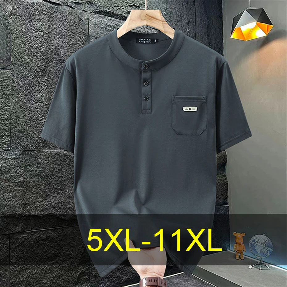 Henry Collar T-shirt Men Plus Size 11XL Summer Short Sleeve Tops Tees Male Fashion Casual Solid Color Tshirt Big Size 10XL 11XL
Henry Collar T-shirt Men Plus Size 11XL Summer Short Sleeve Tops Tees Male Fashion Casual Solid Color Tshirt Big Size 10XL 11XL