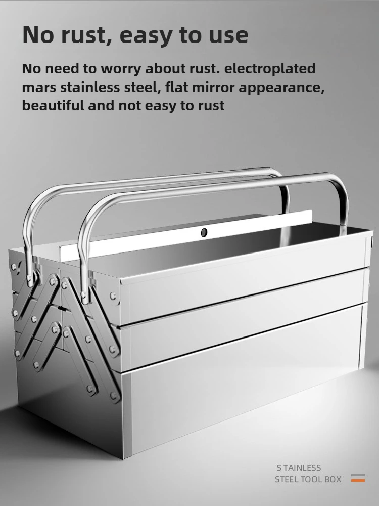 Stainless steel toolbox large three-layer folding household car portable iron storage box industrial grade
Stainless steel toolbox large three-layer folding household car portable iron storage box industrial grade