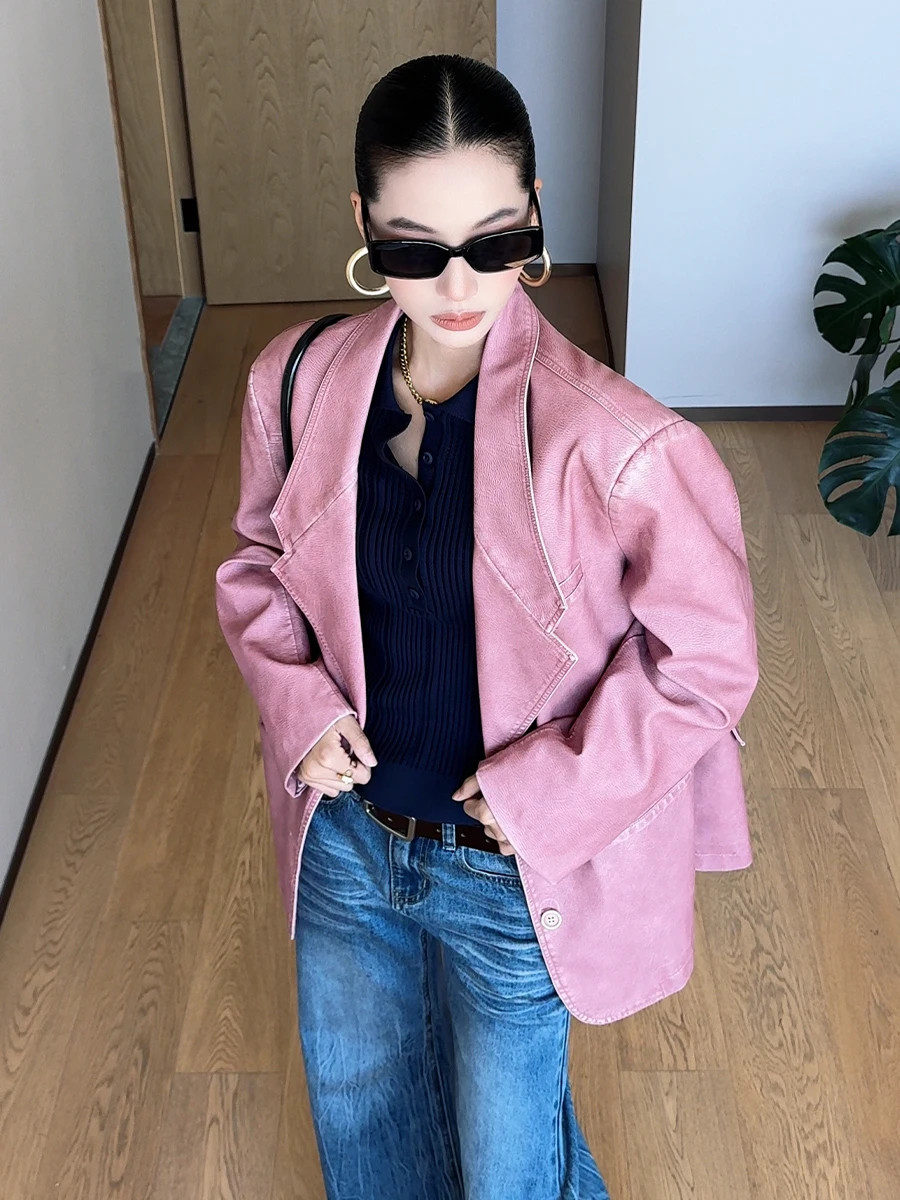 Розовое кожаное пальто CIZZLEMORE в корейском стиле, свободного кроя, с длинными рукавами, на молнии, для индивидуального пошива
Розовое кожаное пальто CIZZLEMORE в корейском стиле, свободного кроя, с длинными рукавами, на молнии, для индивидуального пошива