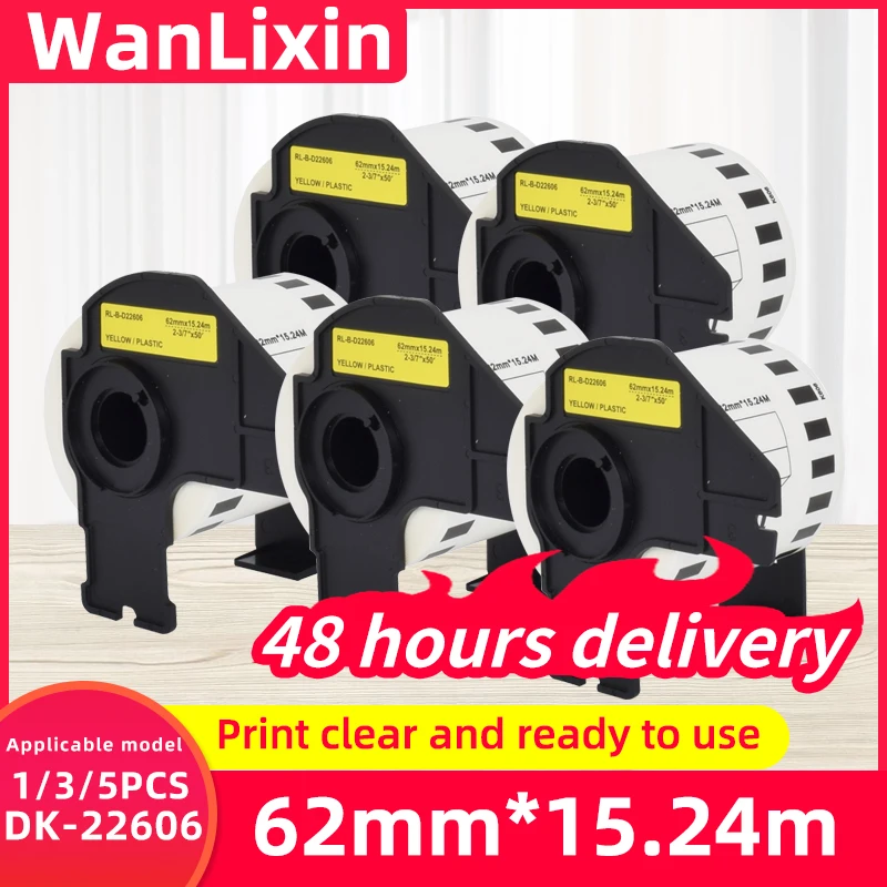 1/3/5PCS Compatible DK-22606 Yellow Film Label 62mm*15.24M Continuous Label DK22606 Compatible For Brother Printer
1/3/5PCS Compatible DK-22606 Yellow Film Label 62mm*15.24M Continuous Label DK22606 Compatible For Brother Printer