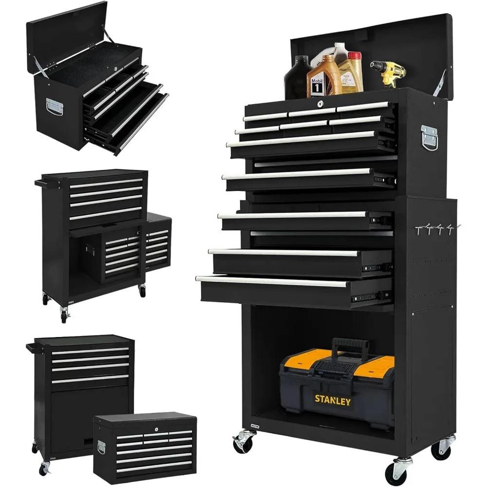 13-Drawer Rolling Tool Chest with Wheels, Removable Large Capacity Tool Storage Cabinet, Detachable Top Box with Lock, for Works
13-Drawer Rolling Tool Chest with Wheels, Removable Large Capacity Tool Storage Cabinet, Detachable Top Box with Lock, for Works