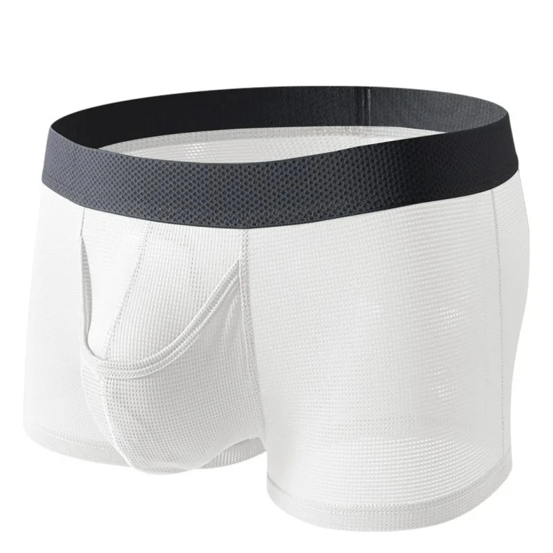Men's Ice Silk Boxer Briefs Gun-Egg Separation Open Fly Breathable Mesh Boxy Underwear Youth Fashion Comfort Sports Underpants
Men's Ice Silk Boxer Briefs Gun-Egg Separation Open Fly Breathable Mesh Boxy Underwear Youth Fashion Comfort Sports Underpants