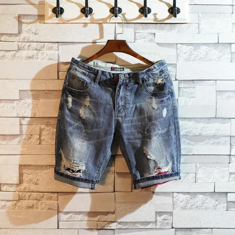 Retro Faded Blue Distressed Denim Shorts for Men Slim Fit 5-Point Summer Trendy
Retro Faded Blue Distressed Denim Shorts for Men Slim Fit 5-Point Summer Trendy